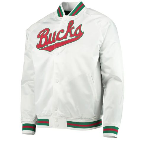 Milwaukee Bucks Hardwood Classics White Satin Jacket