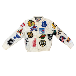 NHL Collage Lamb Leather Jacket White