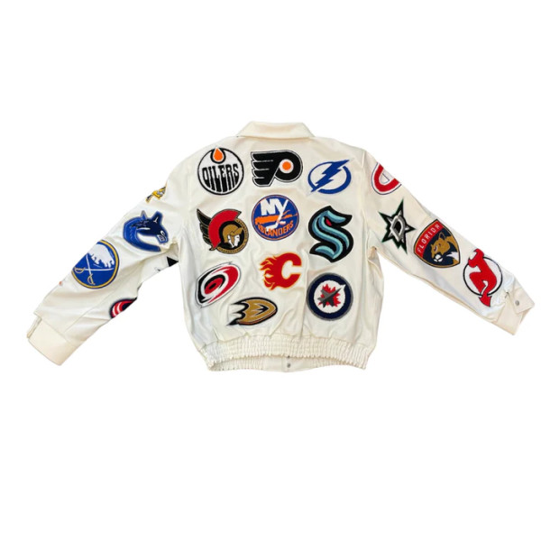 NHL Collage Lamb Leather Jacket White