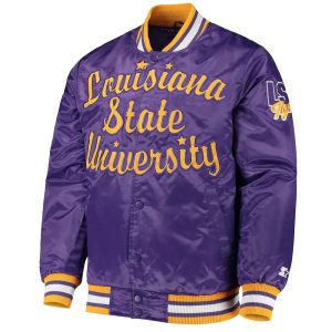 O-Line LSU Tigers Purple Satin Jacket