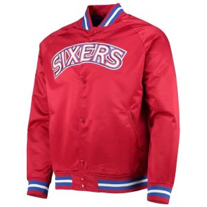 Philadelphia 76ers Sixers Full-Snap Satin Jacket