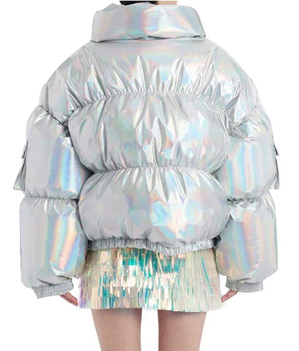 Real Housewives of Beverly Hills Sutton Stracke Silver Puffer Jacket