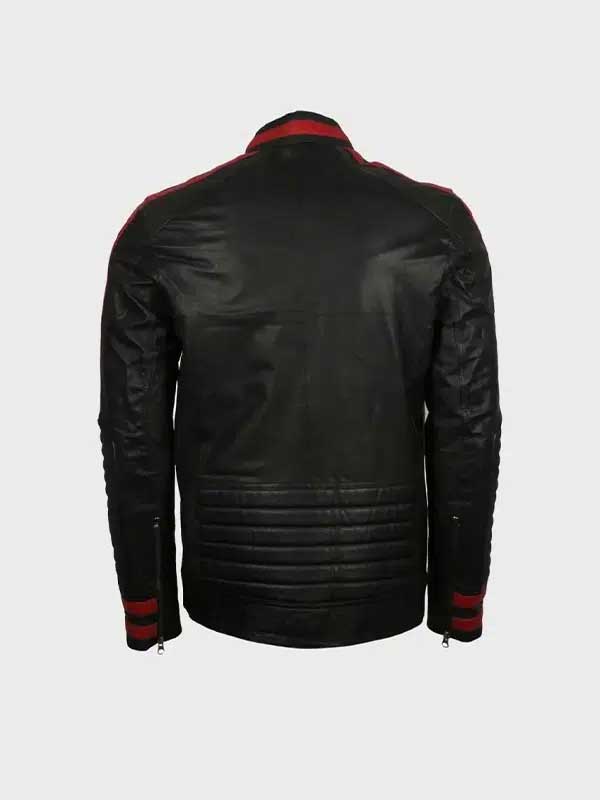 Red & Black Cafe Racer Leather Jacket for Men’s