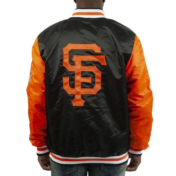 San Francisco Giants Champs Patches Full-Snap Orange & Black Satin Jacket