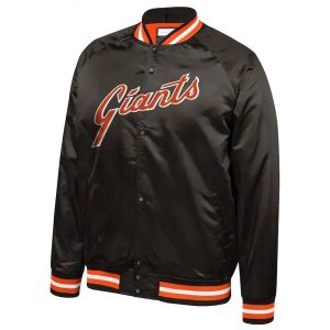 San Francisco Giants Italic Black Satin Jacket