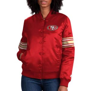 Scarlet San Francisco 49ers Line Up Red Satin Jacket