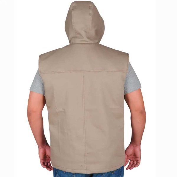 Stupe Bushwick Dave Bautista Brown Cotton Vest with Hood