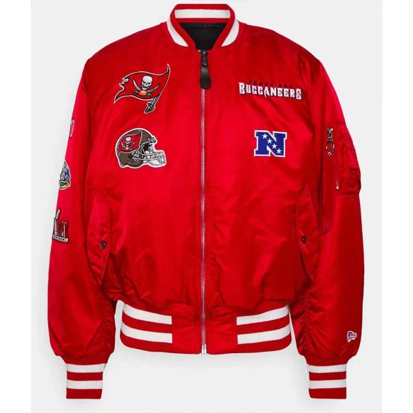 Tampa Bay Buccaneers Bomber Red Satin MA-1 Jacket