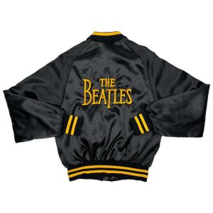 The Beatles 80s Satin Bomber Black Jacket