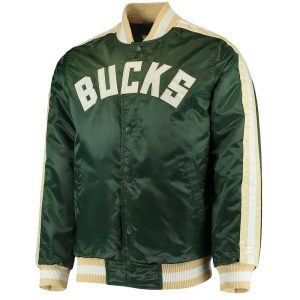 The Offensive Milwaukee Bucks Varsity Green Satin Jacket