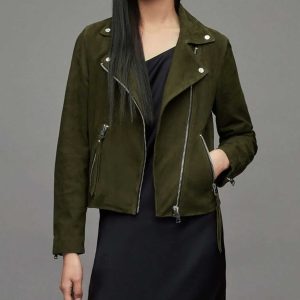 The Recruit Alexandra Petrachuk Green Suede Leather Jacket