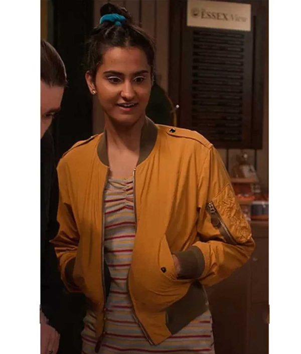 The Sex Lives of College Girls Amrit Kaur Yellow Bomber Jacket