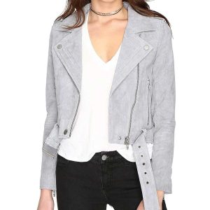 The Sex Lives of College Girls Midori Francis Gray Suede Jacket