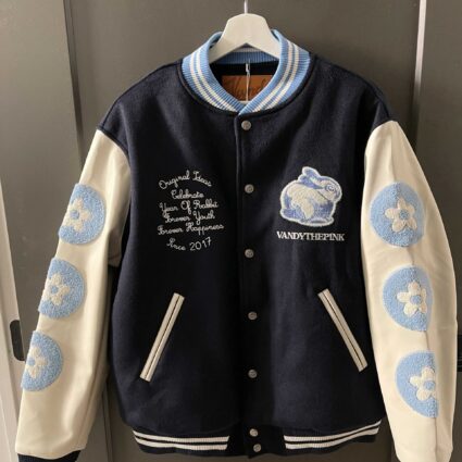 Vandy The Pink Wool Varsity Jacket