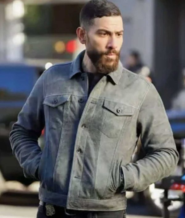 Zeeko Zaki FBI Season 5 Omar Adom Gray Suede Leather Jacket