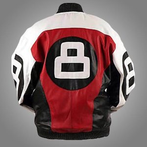 8 Ball Logo Men’s Bomber Genuine Leather Jacket