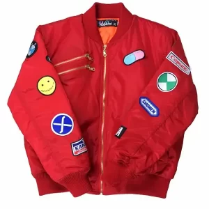 Akira Red Bomber Satin Jacket