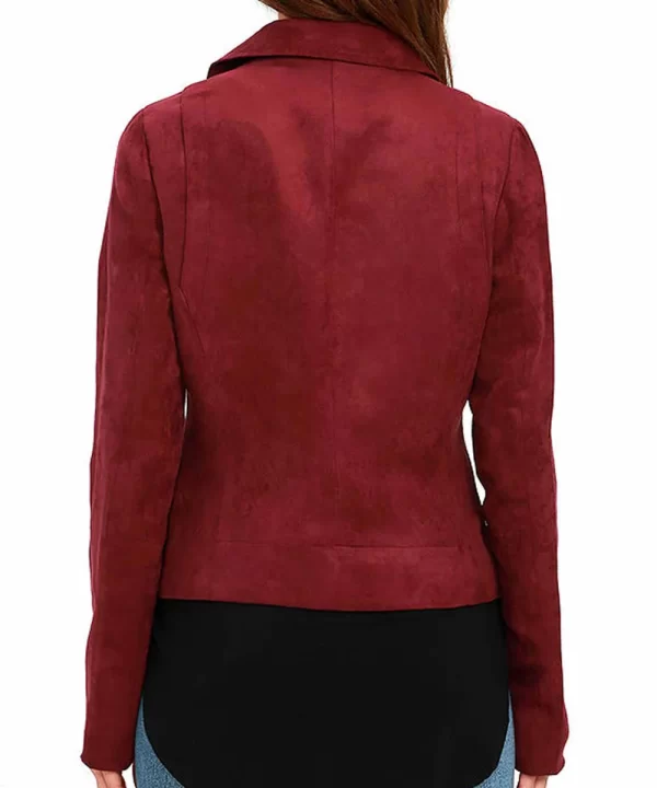 Arrow Season 5 Thea Queen Biker Red Suede Leather Jacket