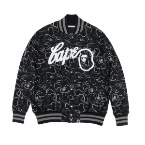 Bape Neon ABC Camo Varsity Black Jacket