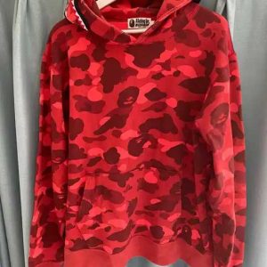 Bape Shark Hoodie In Red Camo