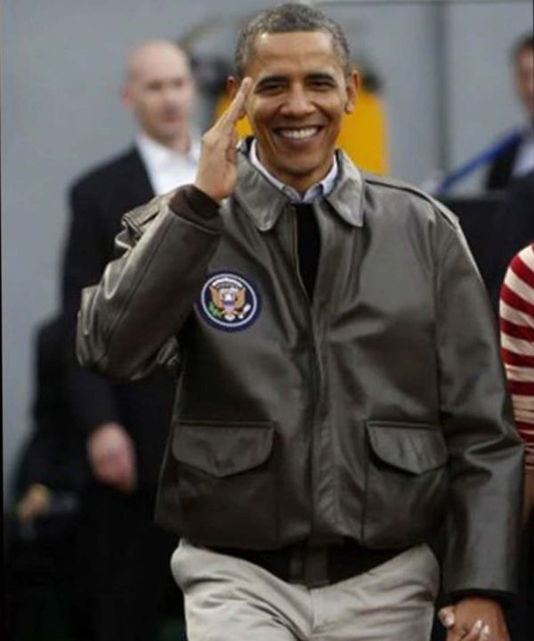 Barack Obama A-2 Flight Brown Leather Jacket