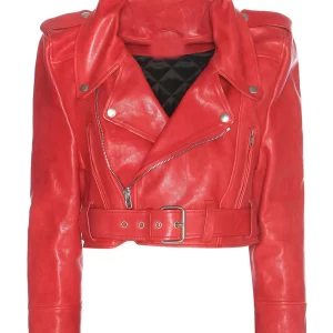 Bebe Rexha The Way I Are Cropped Red Leather Jacket