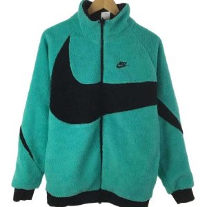 Big Swoosh Reversible Fleece Turquoise Jacket