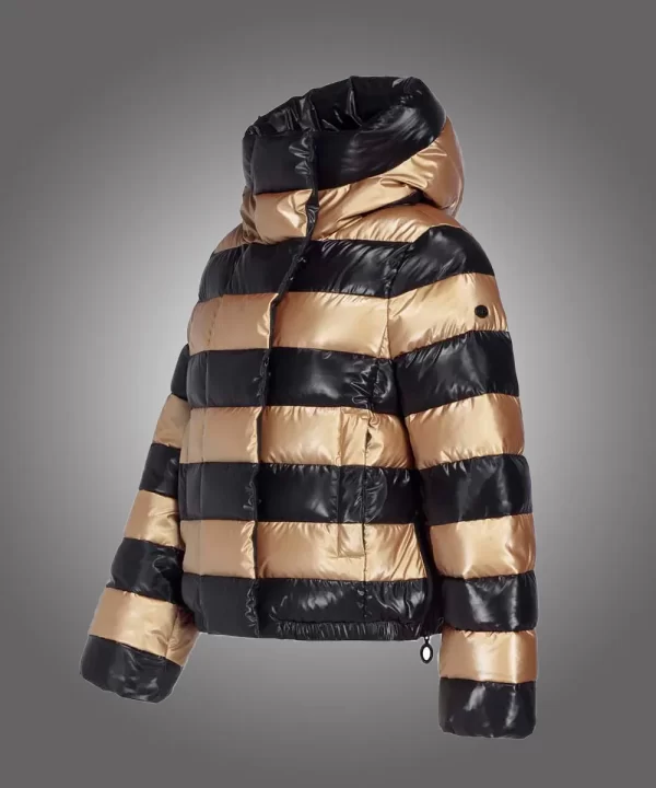 Black and Gold Stripes Dazzle Down Puffer Jacket