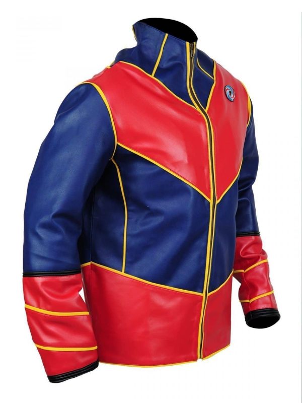 Captain Man Henry Danger Stylish Blue & Red Leather Jacket