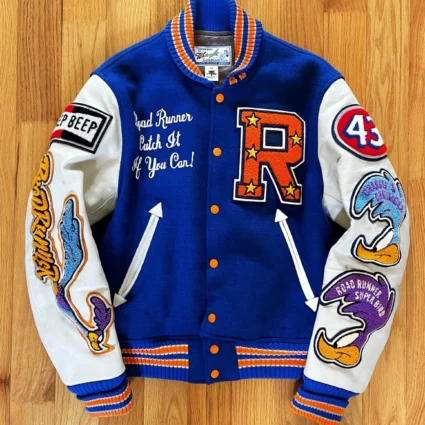 Looney Tunes Auto Shop Leather Varsity Jacket