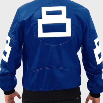 Men’s 8 Ball Blue PU Leather Bomber Jacket