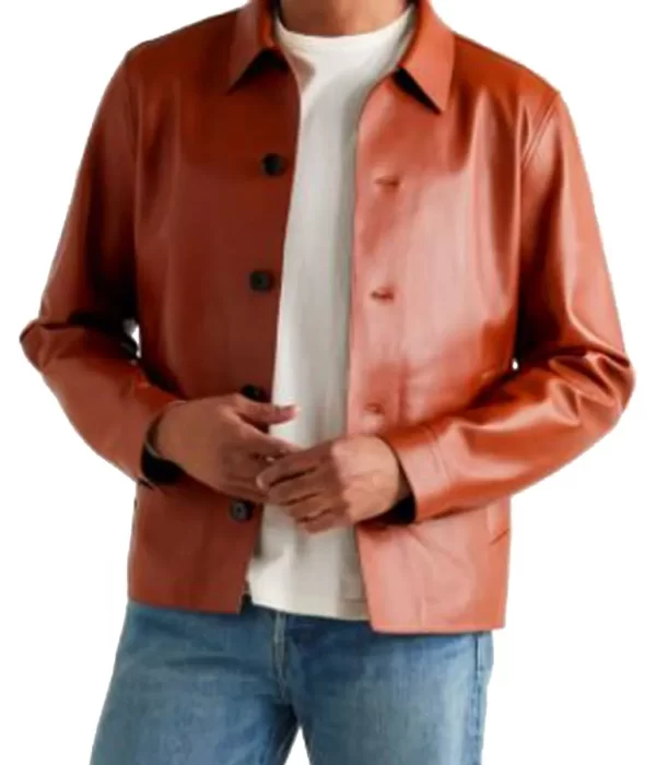 Men’s Blouson Brown Designer Leather Jacket