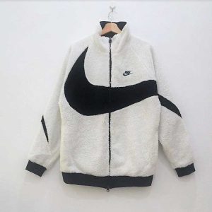 Nike Big Swoosh Reversible Black & White Fleece Jacket