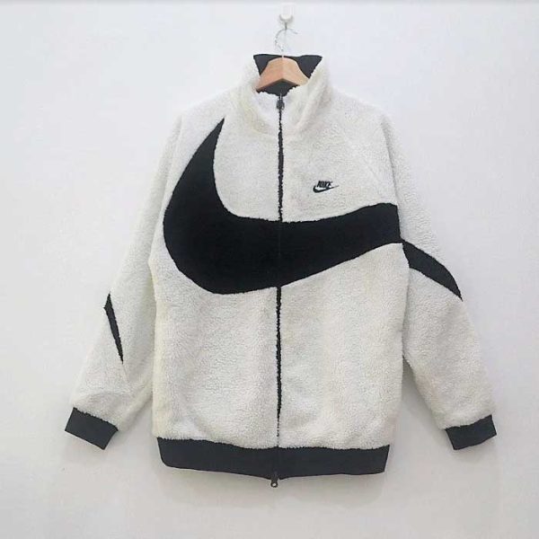Nike Big Swoosh Reversible Black & White Fleece Jacket