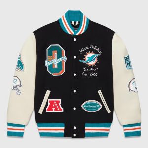 OVO x NFL Miami Dolphins Black Varsity Jacket