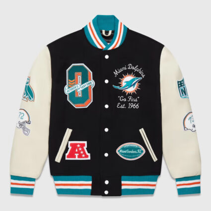 OVO x NFL Miami Dolphins Black Varsity Jacket