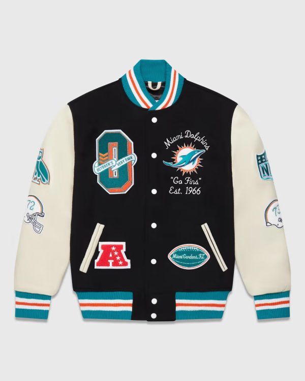 OVO x NFL Miami Dolphins Black Varsity Jacket
