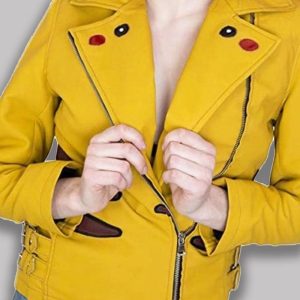 Pikachu Pokemon Yellow Real Leather Jacket