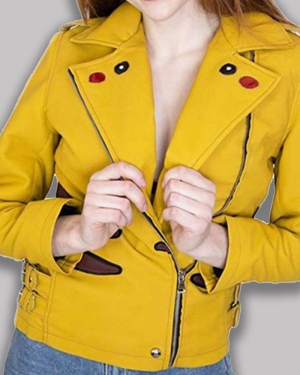Pikachu Pokemon Yellow Real Leather Jacket