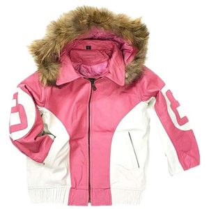 Pink And White 8 Ball Faux Leather Jacket