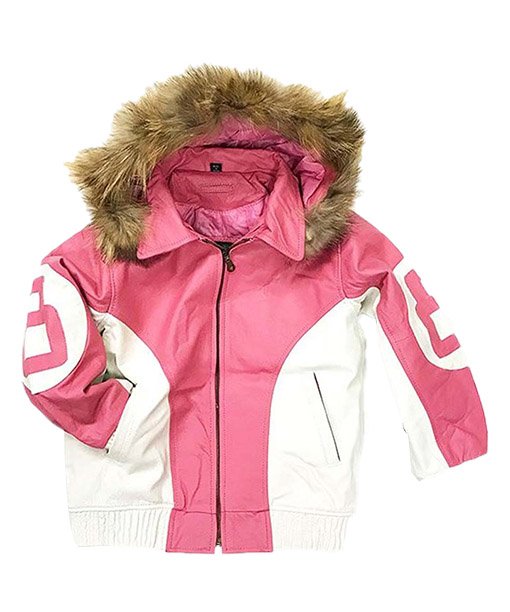 Pink And White 8 Ball Faux Leather Jacket