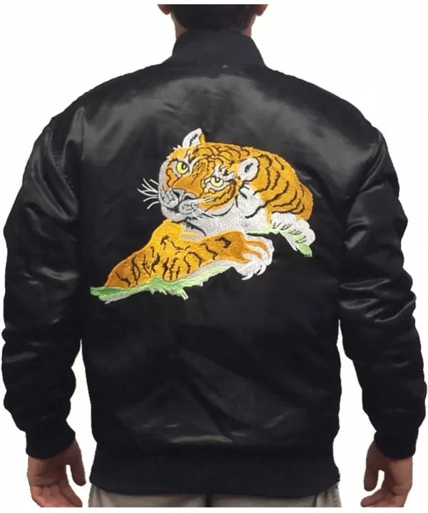 Rocky Balboa Tiger Satin Black Jacket