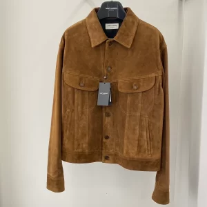 Saint Laurent Brown Suede Trucker Jacket