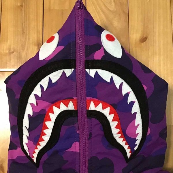 Shark full zip hoodie jacket BAPE Purple camo