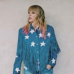 Taylor Swift Fringe Blue Suede Leather Jacket