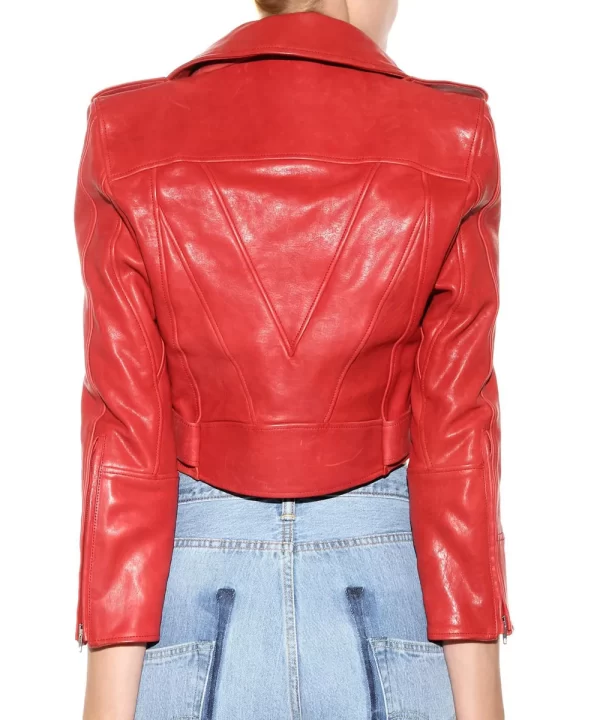 The Way I Are Song Bebe Rexha Cropped Red Leather Jacket