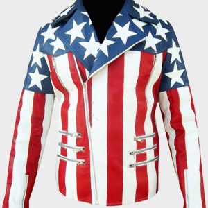 US Flag Real Leather Jacket