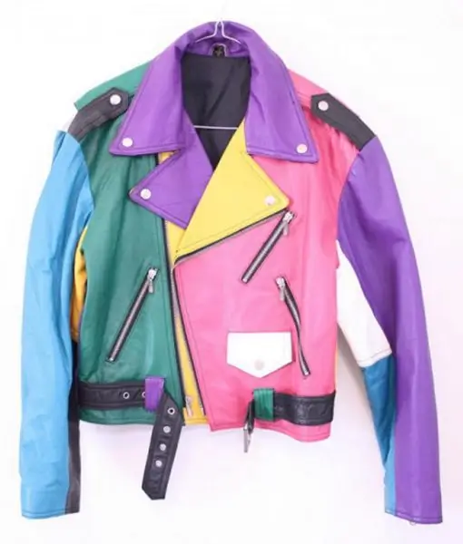 Women’s Rainbow Patch Work Faux Leather Jacket