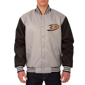 Anaheim Ducks Front Hit Poly Twill Gray/Black Jacket