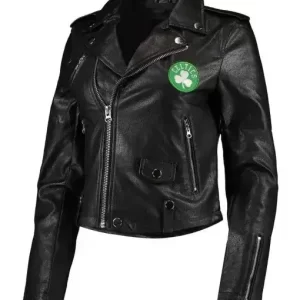 Boston Celtics Black Moto Leather Jacket